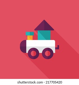 Train toy flat icon with long shadow,EPS 10