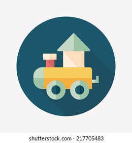 Train toy flat icon with long shadow,EPS 10