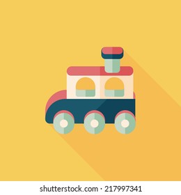 Train toy flat icon with long shadow,EPS 10