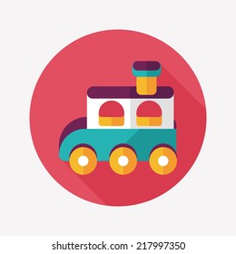 Train toy flat icon with long shadow,EPS 10