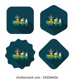 Train toy flat icon with long shadow, eps10