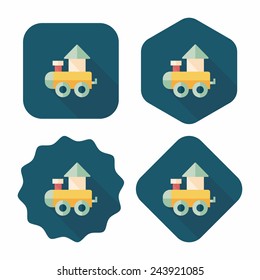 Train toy flat icon with long shadow,EPS 10
