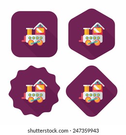 Train toy flat icon with long shadow,EPS 10