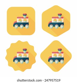 Train toy flat icon with long shadow,EPS 10