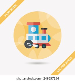 Train toy flat icon with long shadow,EPS 10