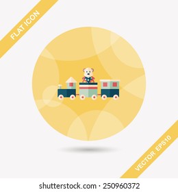 Train toy flat icon with long shadow,EPS 10