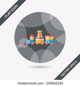 Train toy flat icon with long shadow,EPS 10
