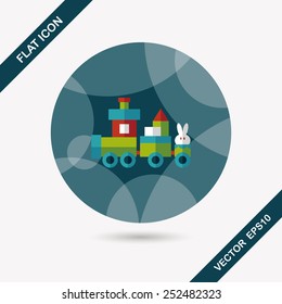 Train toy flat icon with long shadow, eps10