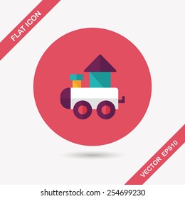 Train toy flat icon with long shadow,EPS 10