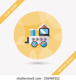 Train toy flat icon with long shadow,EPS 10