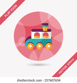 Train toy flat icon with long shadow,EPS 10