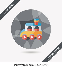 Train toy flat icon with long shadow,EPS 10