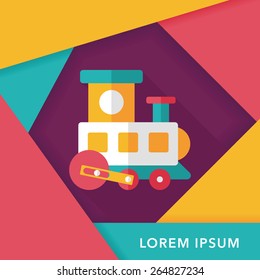 Train toy flat icon with long shadow,EPS 10