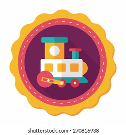 Train toy flat icon with long shadow,EPS 10