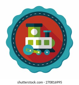 Train toy flat icon with long shadow,EPS 10