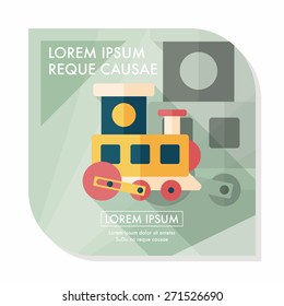 Train toy flat icon with long shadow,EPS 10
