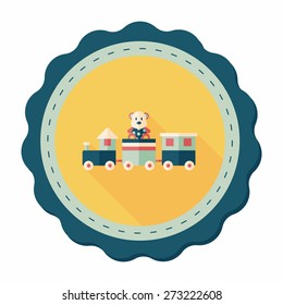 Train toy flat icon with long shadow,EPS 10