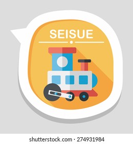 Train toy flat icon with long shadow,EPS 10