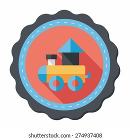 Train toy flat icon with long shadow,EPS 10