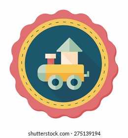 Train toy flat icon with long shadow,EPS 10