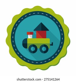 Train toy flat icon with long shadow,EPS 10