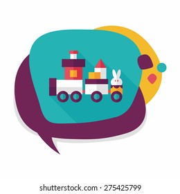 Train toy flat icon with long shadow, eps10