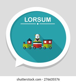 Train toy flat icon with long shadow,EPS 10