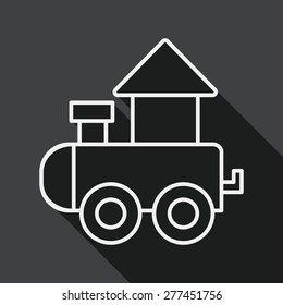 Train toy flat icon with long shadow,EPS 10, line icon