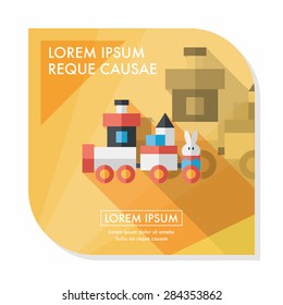 Train toy flat icon with long shadow, eps10