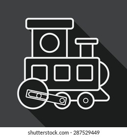 Train toy flat icon with long shadow,EPS 10, line icon