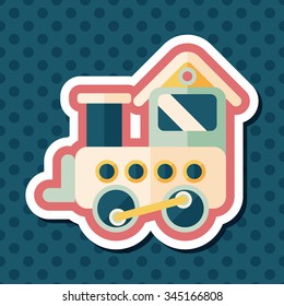 Train toy flat icon with long shadow,EPS 10