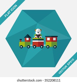 Train toy flat icon with long shadow,EPS 10