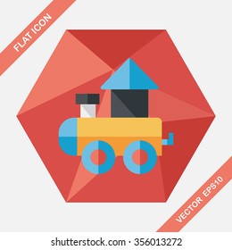 Train toy flat icon with long shadow,EPS 10