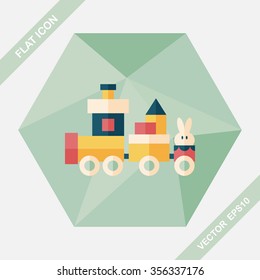 Train toy flat icon with long shadow, eps10
