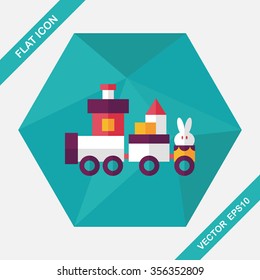 Train toy flat icon with long shadow, eps10