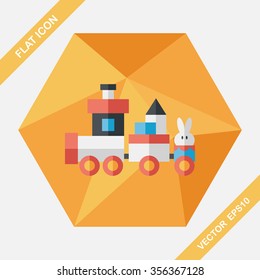 Train toy flat icon with long shadow, eps10