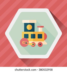 Train toy flat icon with long shadow,EPS 10