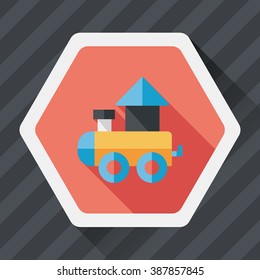 Train toy flat icon with long shadow,EPS 10