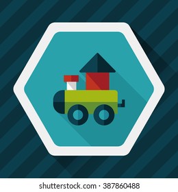 Train toy flat icon with long shadow,EPS 10