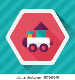 Train toy flat icon with long shadow,EPS 10