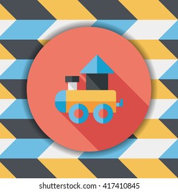 Train toy flat icon with long shadow,EPS 10