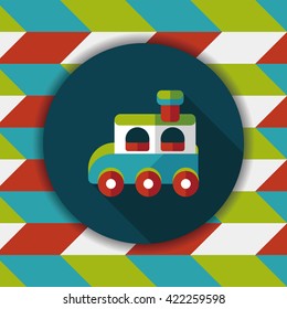 Train toy flat icon with long shadow,EPS 10