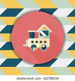 Train toy flat icon with long shadow,EPS 10