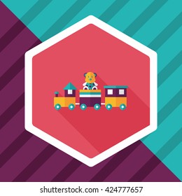 Train toy flat icon with long shadow,EPS 10