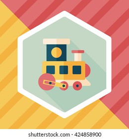 Train toy flat icon with long shadow,EPS 10