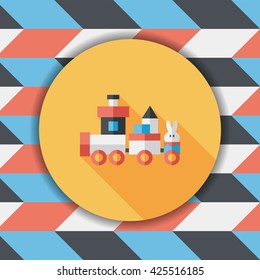 Train toy flat icon with long shadow, eps10