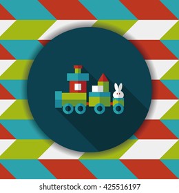 Train toy flat icon with long shadow, eps10