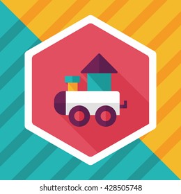 Train toy flat icon with long shadow,EPS 10