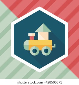Train toy flat icon with long shadow,EPS 10
