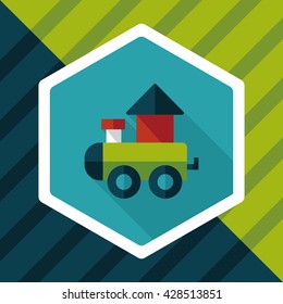 Train toy flat icon with long shadow,EPS 10